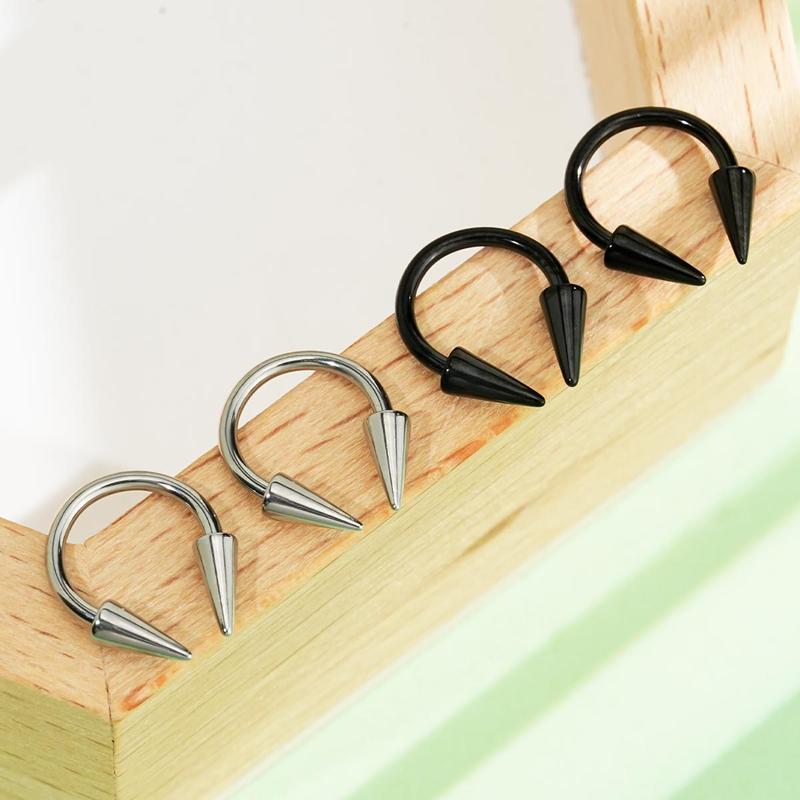 Oufer 16G 4PCS Spike Ends Septum Ring Circular Barbell