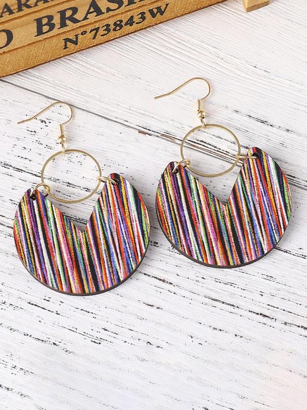 Boho Style Striped Pattern Dangle Earrings, Fashion Summer Jewelry for Women, Daily Clothing Decor, Trendy All-match & Exquisite Jewelry for Birthday Gift