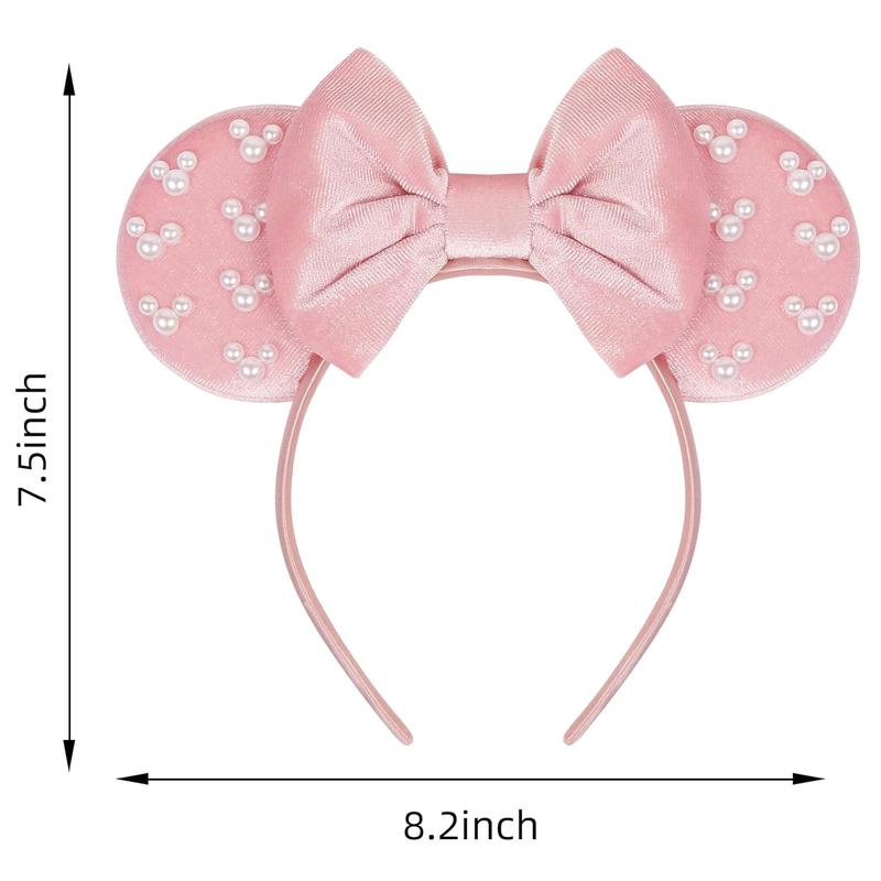 Mouse Ears Headbands for Women Bow Pearl Mouse Ears Adults Pink  Mouse Ears Headbands Christmas  Hair Accessories