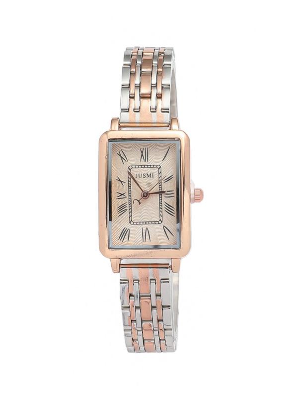 Women's Elegant Rhinestone Decorated Rectangle Dial Quartz Watch, Fashionable Watch for Women & Girls, Trendy All-match & Exquisite Watch for Birthday Gift, without Box