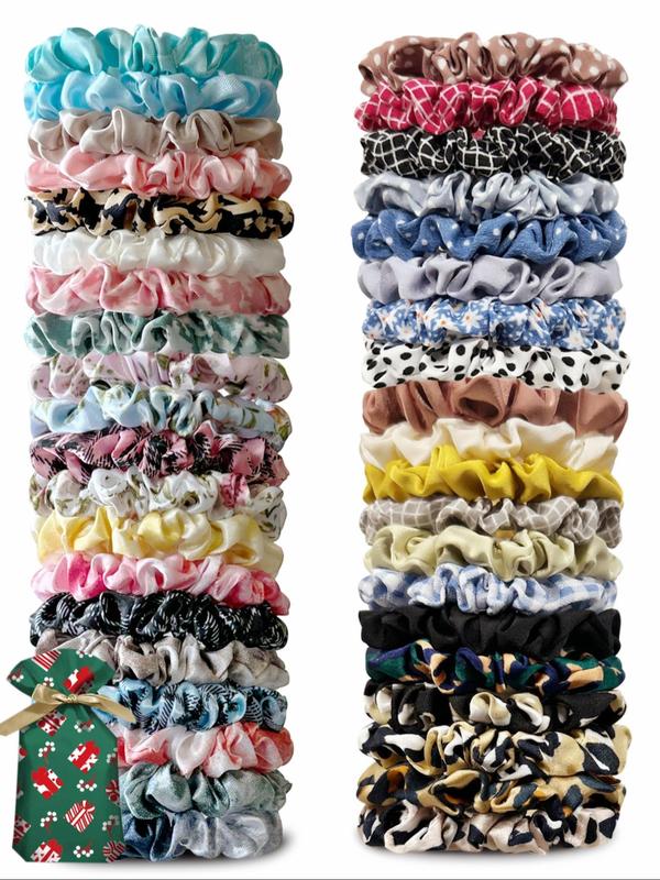 Women's Simple Style Plain Color Hair Scrunchie, 40pcs Casual Trendy Elastic Hair Scrunchie, Minimalist Headwear Suitable for Thick Hair