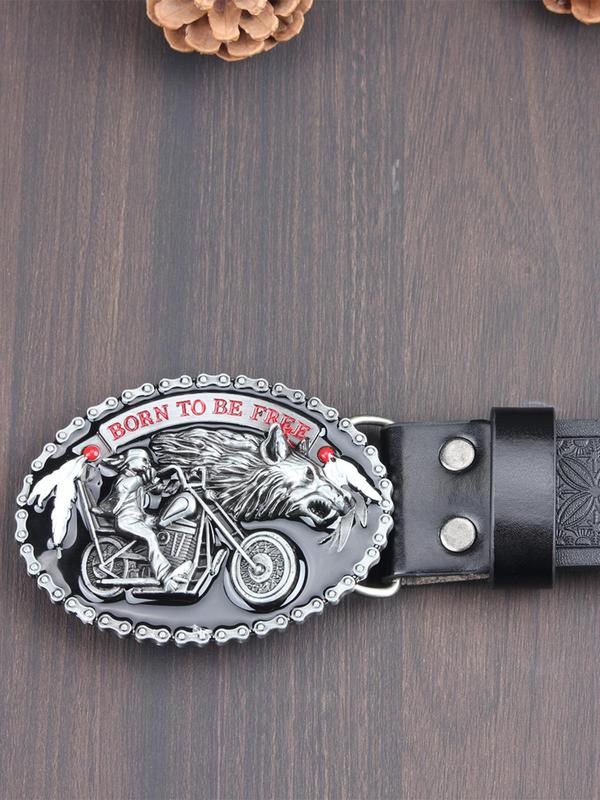 Western Cow Head Decorated Pu Buckle Belt, Fashion Embossed Belt for Party, Daily Clothing Decor, Trendy All-match & Exquisite Belt for Outfit Matching