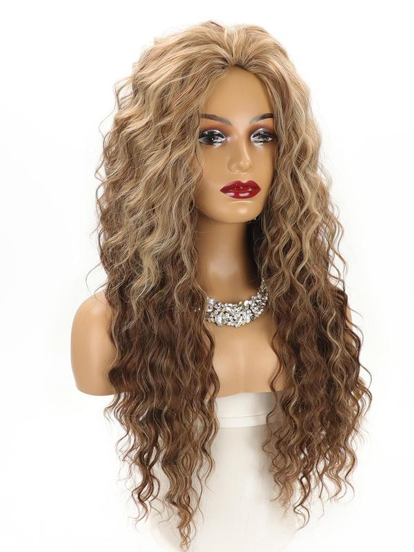 Fashion Long Curly Wigs for Women, Gorgeous Fluffy Wigs, Synthetic Full Machine Wigs for Party, Daily Use