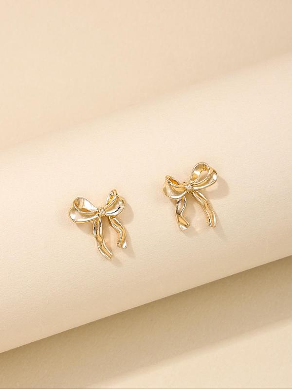 Women's Elegant Bow Design Stud Earrings, Cute Stud Earrings for Women & Girls for Party, Daily Decor, Trendy All-match Vintage Jewelry As Birthday Gift Fall