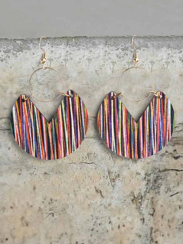 Boho Style Striped Pattern Dangle Earrings, Fashion Summer Jewelry for Women, Daily Clothing Decor, Trendy All-match & Exquisite Jewelry for Birthday Gift