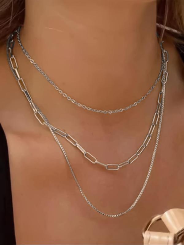 Women's Simple Style Color Chain Necklace, Casual Trendy Matching Necklace, Fashion Accessories for Daily & Party Decoration