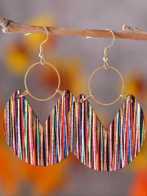 Boho Style Striped Pattern Dangle Earrings, Fashion Summer Jewelry for Women, Daily Clothing Decor, Trendy All-match & Exquisite Jewelry for Birthday Gift