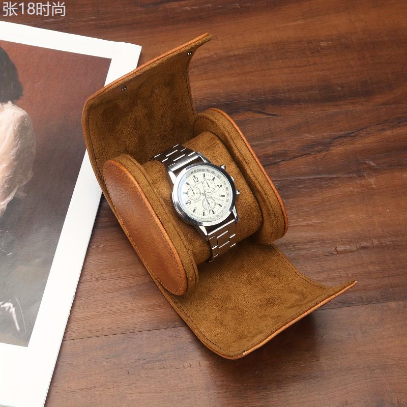 WESSLECO Luxury PU Leather Watch Storage Box Travel Single Watch Case Holder For Gift Anniversary Birthday Wristwatch Packaging