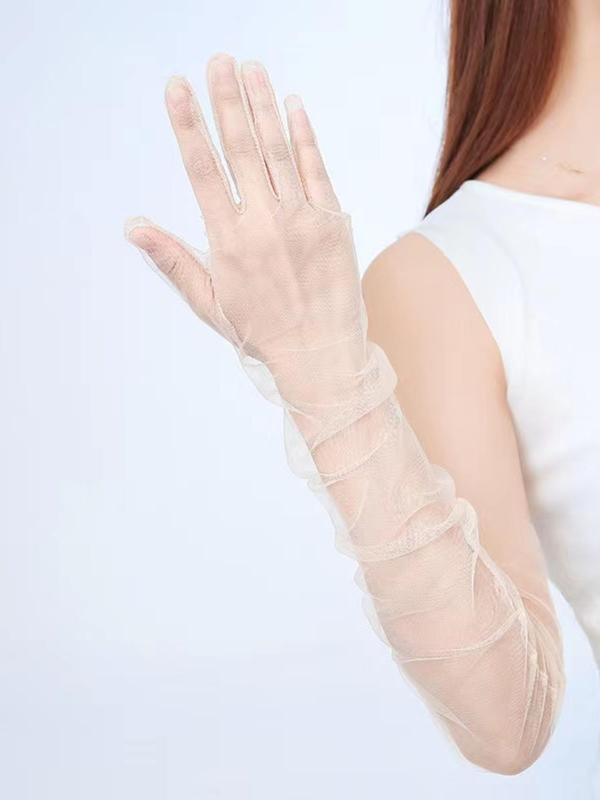 Women's 1 Pair Solid Mesh Gloves, Elegant Gloves For Wedding Party Evening Formal Occasion, Transparent Clothes Accessories For Banquet