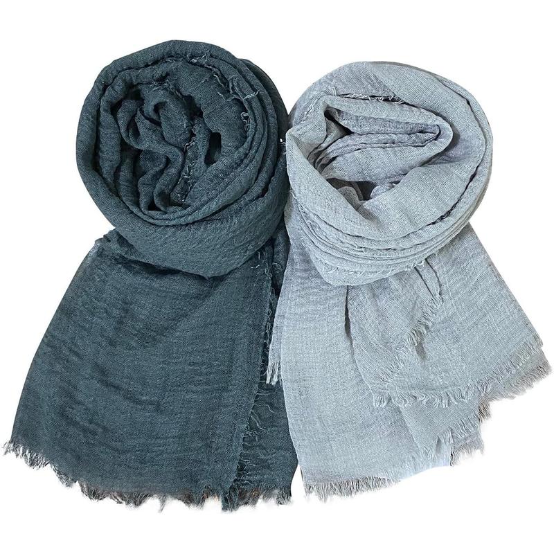 4PCS Women Soft Cotton Hemp Scarf Shawl Long Scarf, Scarf and Wrap, Big Head Scarf