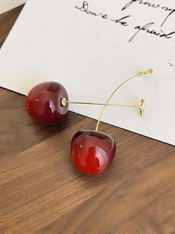 1 Pair Cute Cherry Design Dangle Earrings, Fashionable Jewelry for Women & Girls, Fashion Jewelry for Party, Daily Clothing Decor, Trendy All-match & Exquisite Jewelry for Birthday Gift