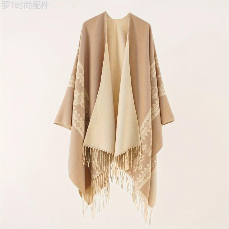 Warm and Windproof Woven Shawl Poncho: Trendy, Durable Fall and Winter Accessory for Outdoor Enthusiasts