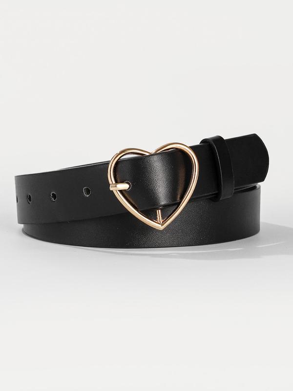 Women's Elegant Heart Design PU Buckle Belt, Trendy Vintage Minimalist Belt, Chic All-match Clothes Accessories for Daily Decor