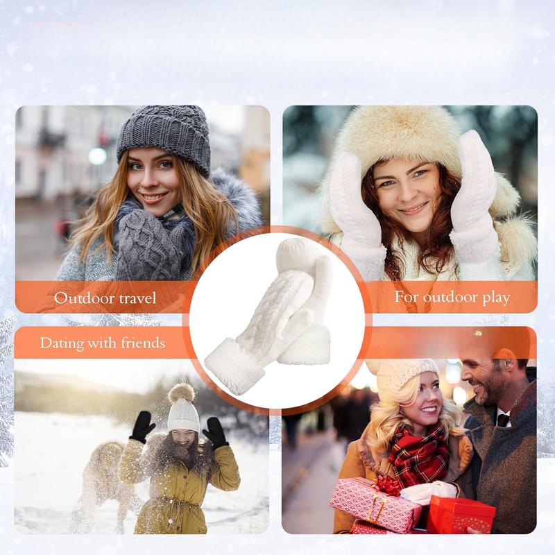 Winter Warm Mittens for Women, Knitted Gloves Warm Soft Lining Cold Weather Accessories Gifts