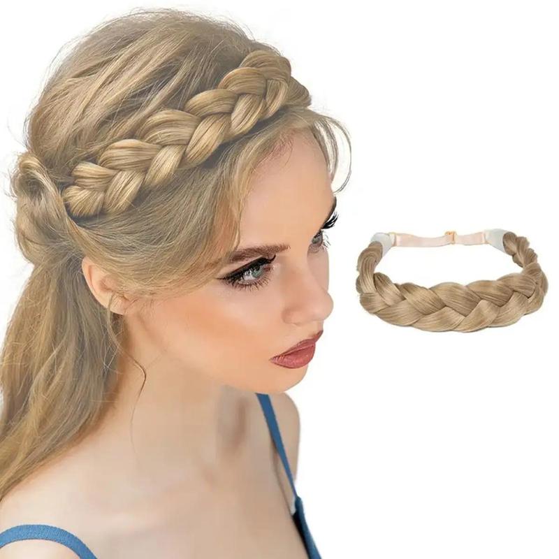 Adjustable Braided Headband, Natural Heat Resistant Fiber Headwear for Women, Hair Accessories, Fall Gifts