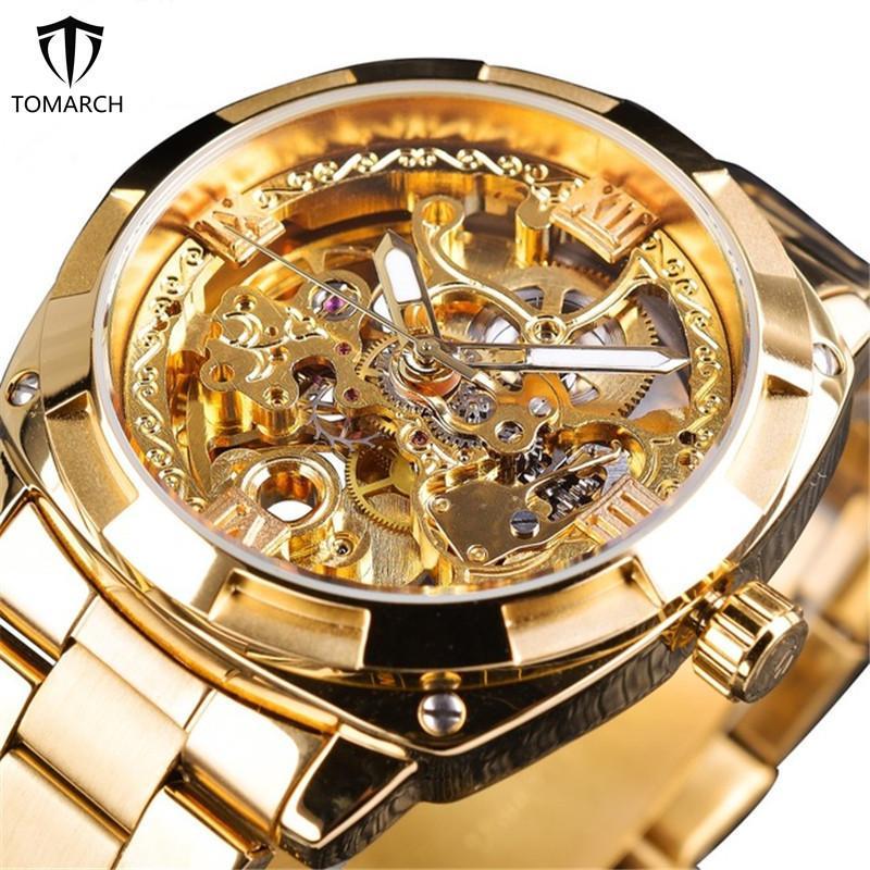 All Gold Watch Mechanical Movement Steel Band Men's Watch