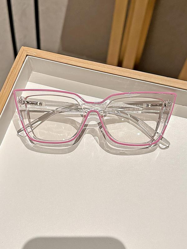 Unisex Street Trend Cat Eye Frame Eyeglasses, Trendy Contrast Binding Design Eyeglasses for Everyday Use, Fashion Accessories for Outdoor Activities