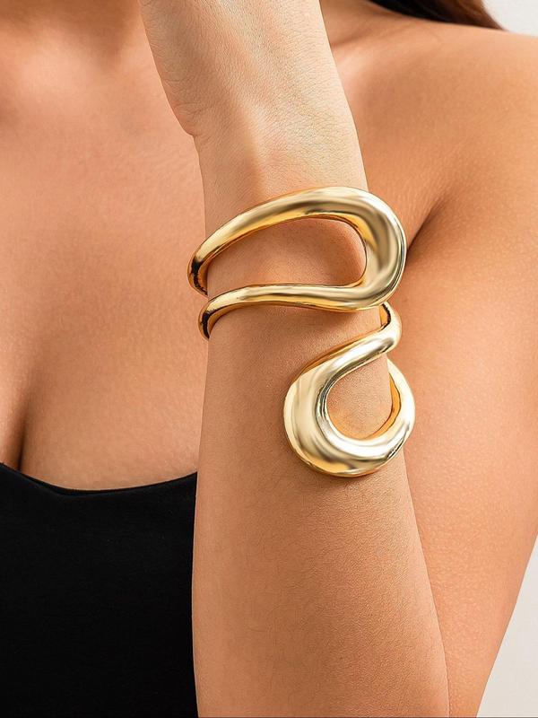 Women's Minimalist Temperament Geometric Design Cuff Bangle, All-match Jewelry for Women for Party, Daily Clothing Decor, Exquisite Jewelry for Birthday Gift