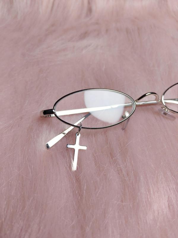 Elegant Cross Design Charm Eyeglasses for Women, Trendy All-match Eyeglasses for Everyday Use, Fashion Accessories for Outdoor Activities