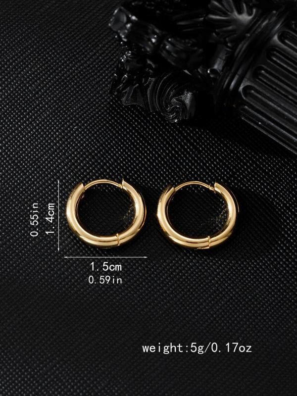 Minimalist Solid Color Stainless Steel Hoop Earrings (2pcs), Fashionable Jewelry for Men, Casual Jewelry for Party, Daily Clothing Decor, Trendy All-match & Exquisite Jewelry for Birthday Gift