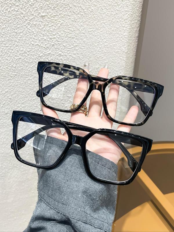 Women's Leopard Pattern & Clear Square Frame Eyeglasses Set, Trendy Casual Eyeglasses for Everyday Use, Fashion Accessories for Outdoor Activities