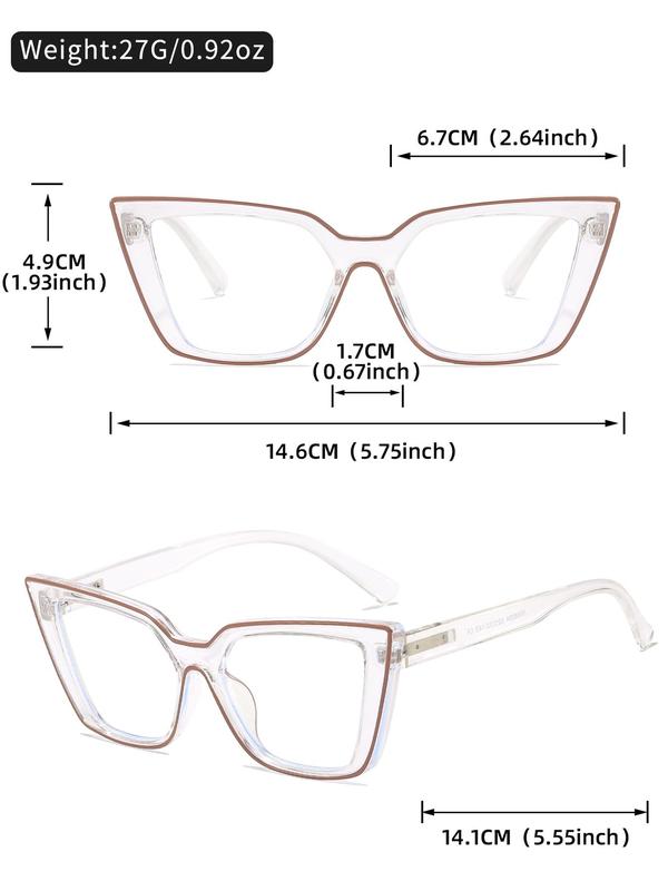 Unisex Street Trend Cat Eye Frame Eyeglasses, Trendy Contrast Binding Design Eyeglasses for Everyday Use, Fashion Accessories for Outdoor Activities