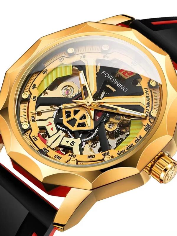 Men's Fashion Mechanical Watch, Skeleton Watch for Party, Daily Clothing Decor, Trendy All-match & Exquisite Watch for Birthday Gift with Box