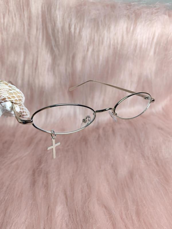 Elegant Cross Design Charm Eyeglasses for Women, Trendy All-match Eyeglasses for Everyday Use, Fashion Accessories for Outdoor Activities