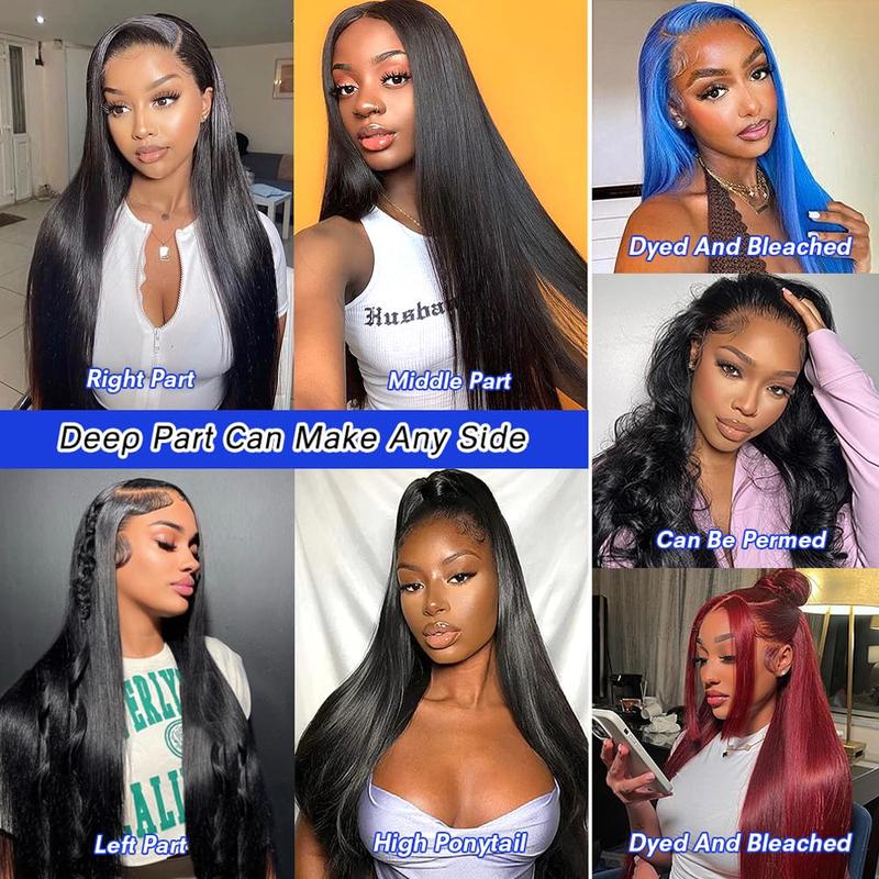 Bling Hair 6x4 HD Lace Pre Bleached Pre Cut Pre Plucked Ready to Go Glueless Straight Wigs Human Hair 5x5 Lace for Beginners with Baby Hair 180% Density No Glue Transparent Lace Closure Wigs for Woman Natural Black