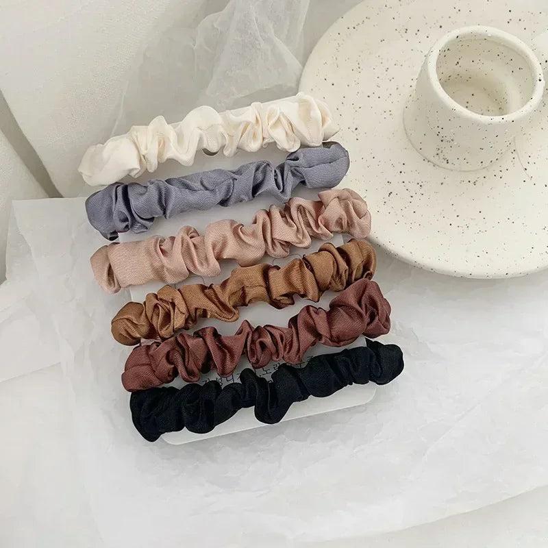 6Pc Elegant Satin Scrunchies - Smooth Butter Silk Elastic Scrunchies for All Hair Types