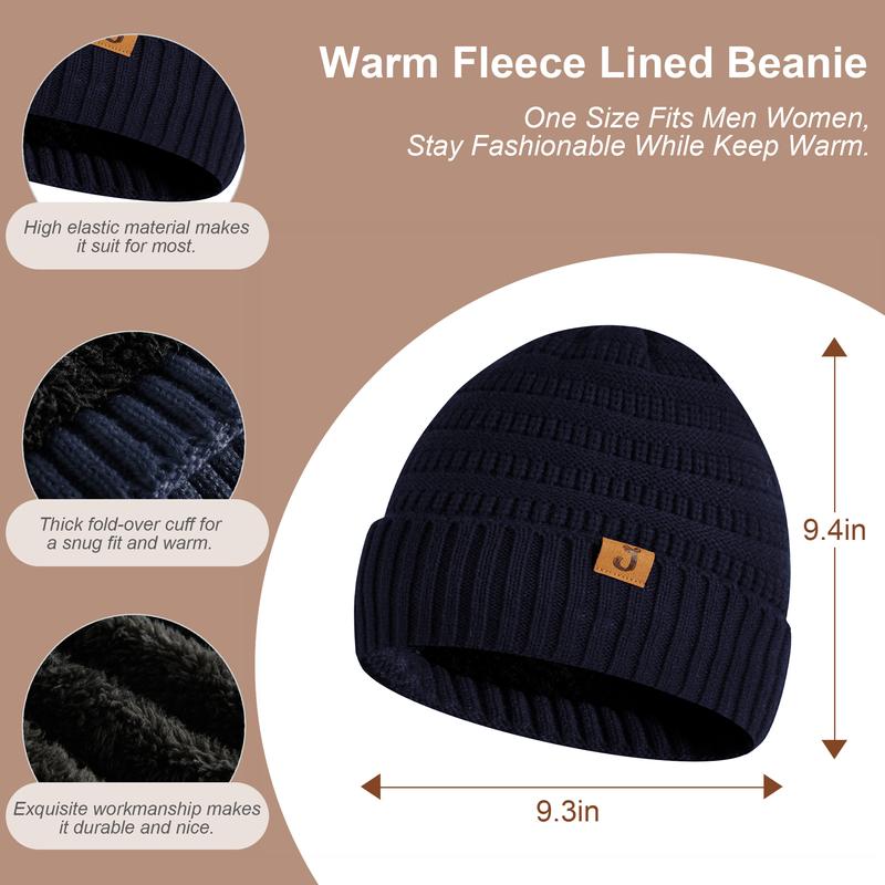 Winter 3 Piece Knitted Beanie Hat Scarf Gloves Set for Men and Women. Fleece Lined Skull Cap, Touchscreen Gloves and Soft Scarf