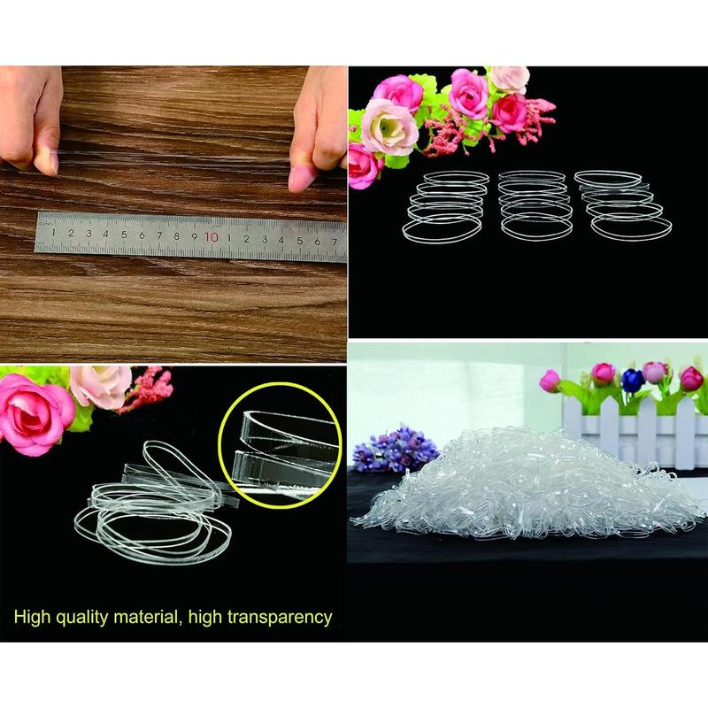 2000 PCS Clear Elastic Mini Ponytail Rubbers Ties, Soft Non-Slip Small Hair Accessories for Girls, with 2 PCS Topsy Tail Tools