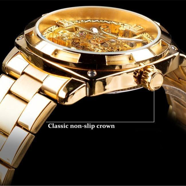 All Gold Watch Mechanical Movement Steel Band Men's Watch