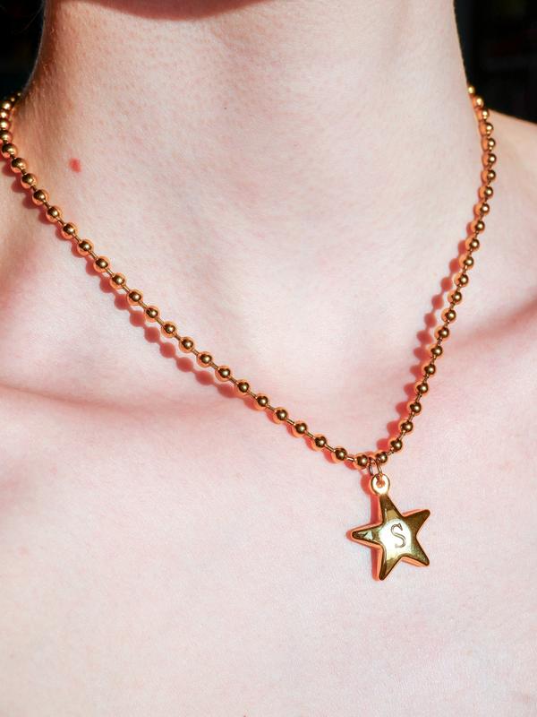 Initial Star Necklace | Waterproof Jewelry | Silver Stainless Steel and Gold