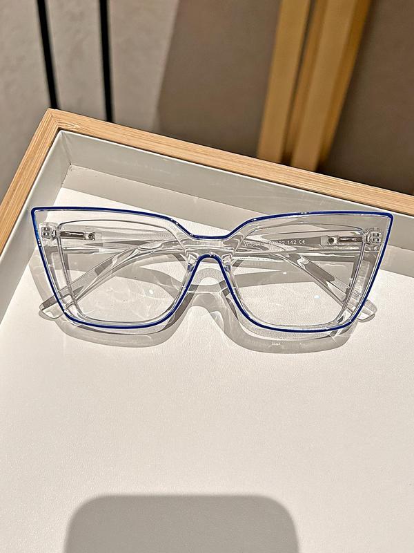 Unisex Street Trend Cat Eye Frame Eyeglasses, Trendy Contrast Binding Design Eyeglasses for Everyday Use, Fashion Accessories for Outdoor Activities