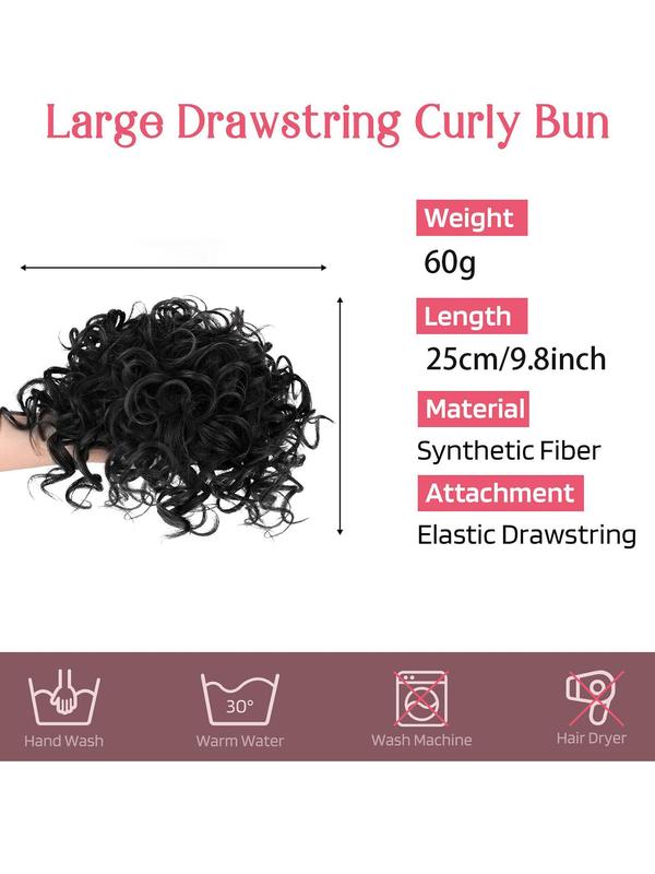 9.8 Inch Short Curly Hair Buns, Natural Fluffy Hair Bun, Synthetic Hairpiece Hair Extension for Women & Girls