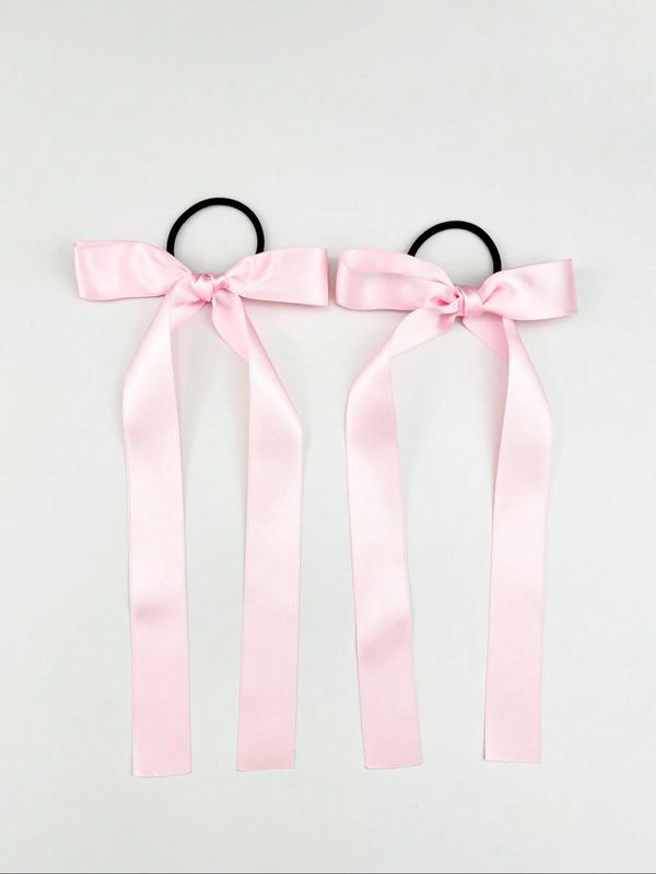 Cute Bowknot Design Ribbon Hair Tie (2pcs), High Stretch Elegant Hair Tie, Casual Versatile Hair Accessories for Women & Girls