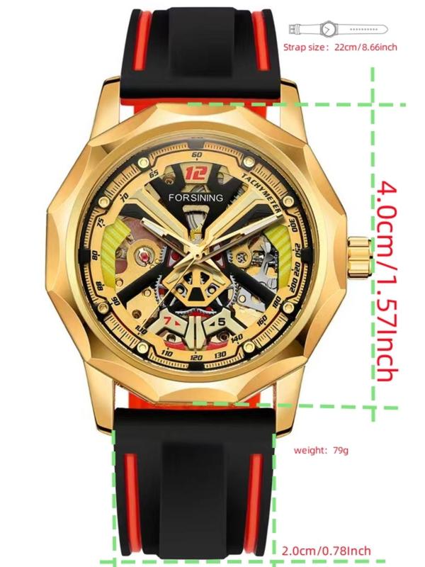 Men's Fashion Mechanical Watch, Skeleton Watch for Party, Daily Clothing Decor, Trendy All-match & Exquisite Watch for Birthday Gift with Box