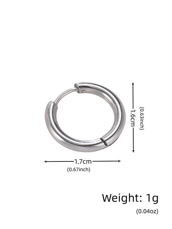 Round Shaped Design Small Hoop Earrings, 1 Pair Classic Fashion Stainless Steel  Jewelry for Women and Girls, Casual All-match Accessories for Party, Daily Wear, Gifts for Girlfriend