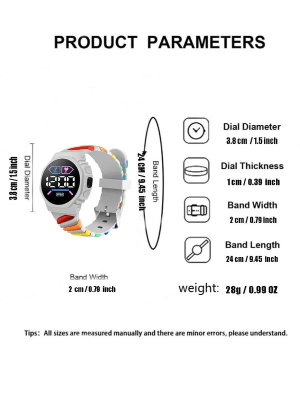 Fashionable Rainbow Stripe Design Digital Watch, Casual Digital Watch for Women & Girls, Trendy All-match & Exquisite Watch for Birthday Gift