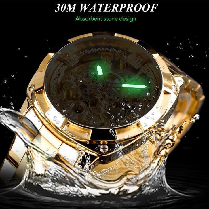 All Gold Watch Mechanical Movement Steel Band Men's Watch