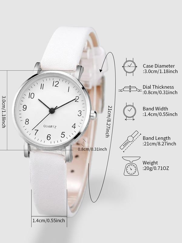 6pcs Women's Elegant Fashion Rhinestone Decorated Pu Leather Strap Quartz Watch, with Pendant Necklace, Earrings & Ring & Bracelet Jewelry Set, Without Box for Women & Girls for Gift