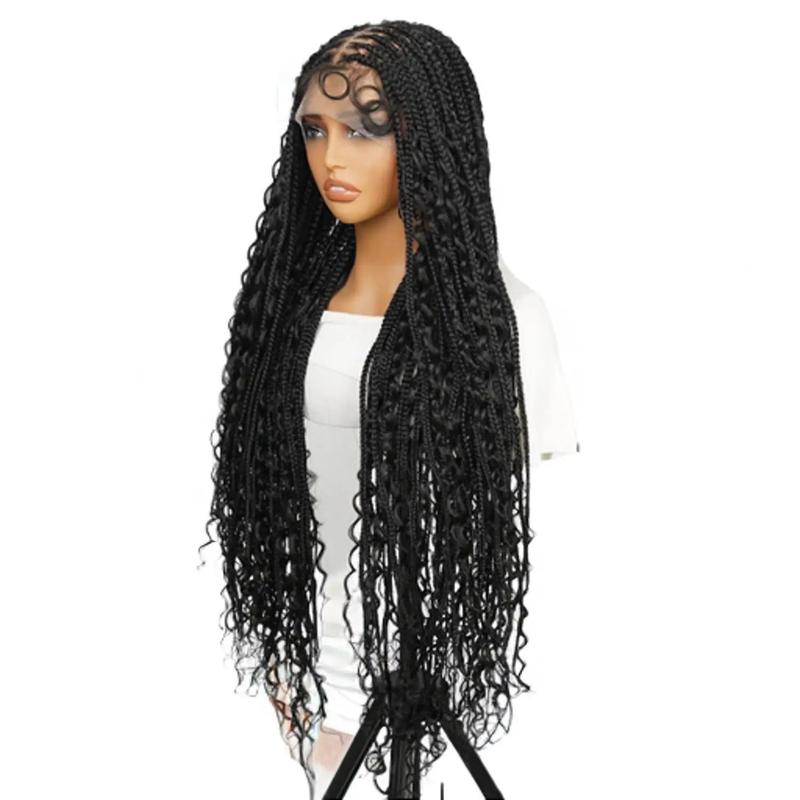 SuperNova 36 Inches Full Lace Premium Synthetic Fiber Bohemian Box Braided Wigs Wavy