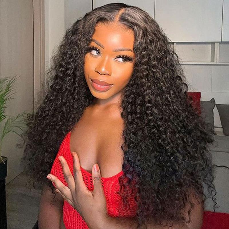 Holiday Haul Deal MORE FACE Deep Wave 13x6 13x4 Transparent Lace Front Human Hair Wig - PrePlucked with Baby Hair, Black, Heat Resistant