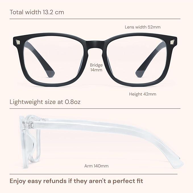 2 Pack Blu-ray Glasses For Men Woman -- Lightweight Eyeglasses For Men Women -- Glasses for Computer Gaming, Anti-blue light Glasses