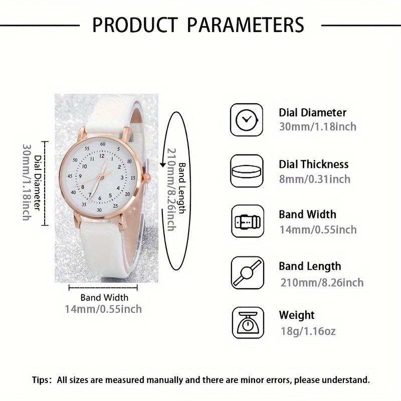 6 Pcs set Women Watch Casual round Pointer Quartz Watch Analog PU Leather Watch and Jewelry Suit, Gift for Mom