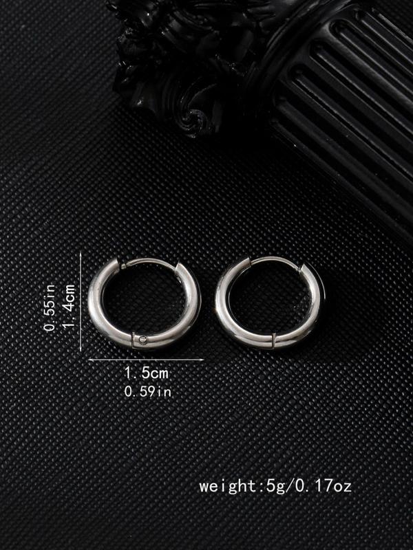 Minimalist Solid Color Stainless Steel Hoop Earrings (2pcs), Fashionable Jewelry for Men, Casual Jewelry for Party, Daily Clothing Decor, Trendy All-match & Exquisite Jewelry for Birthday Gift