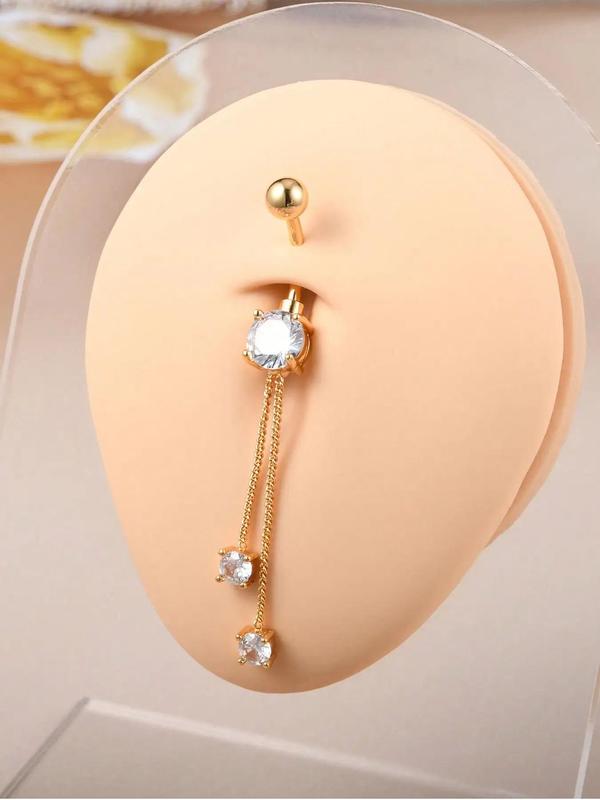 Casual Rhinestone Decor Butterfly & Flower & Heart Design Belly Button Ring, Navel Piercing Body Jewelry Kit, Classic Fashion Accessories for Party, Club