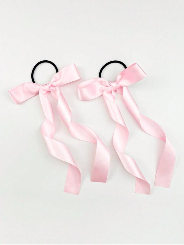 Cute Bowknot Design Ribbon Hair Tie (2pcs), High Stretch Elegant Hair Tie, Casual Versatile Hair Accessories for Women & Girls