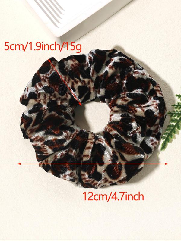 Leopard Pattern Frill Design High Stretch Scrunchie, Trendy Elastic Ponytail Holder, Fashion Hair Accessories For Women & Girls